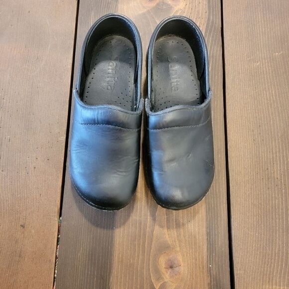 Sanita Youth Black Leather Clogs EU 31 (US 1.5) - Picture 1 of 6